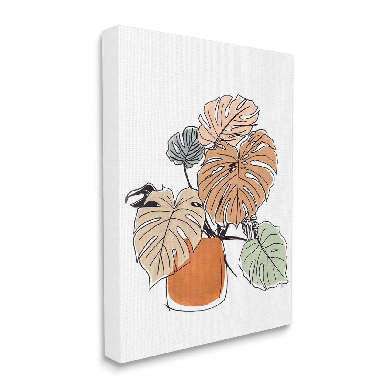 Stupell Industries Playful Monstera Leaves Tropical House Plant Canvas Wall Art